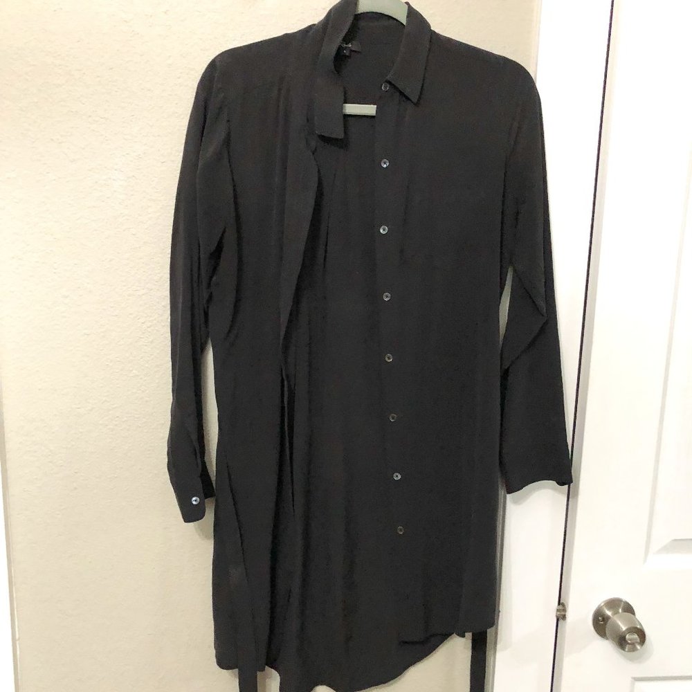 Rails Black Silk Shirt Dress - Women's Size Small